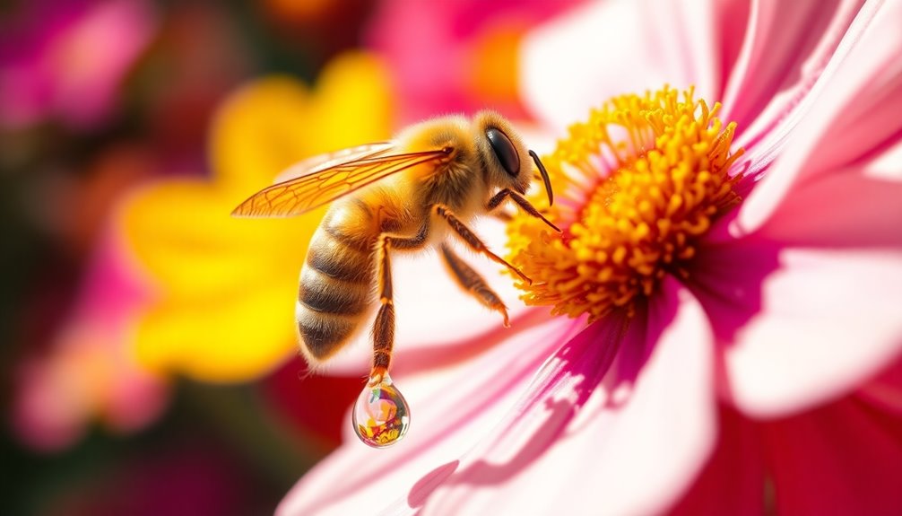 bees gather nectar pollen