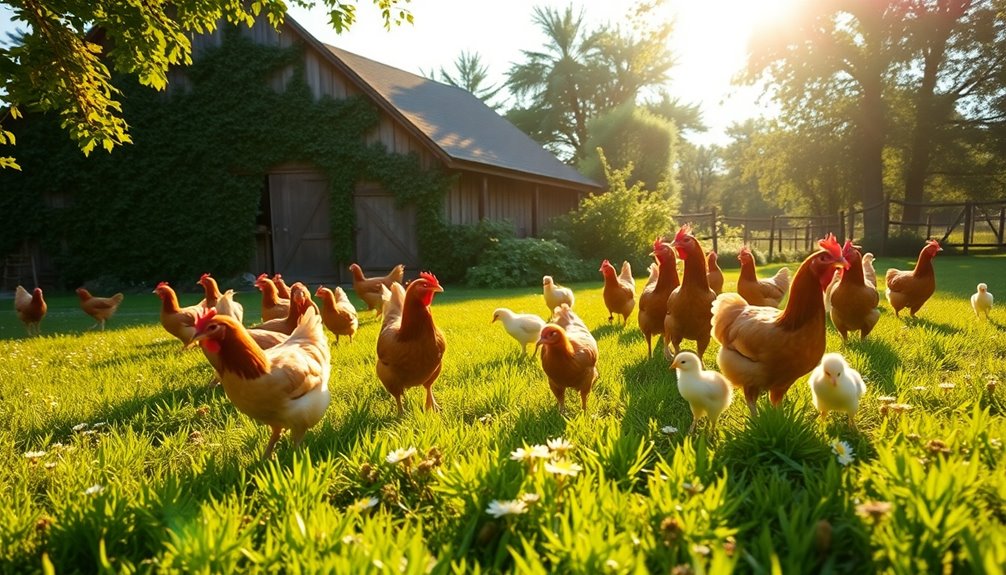 chickens foraging for survival