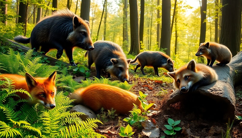 foraging animals in nature