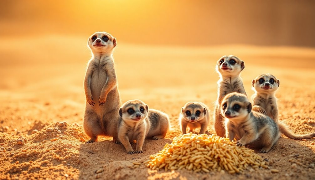 meerkats searching for food