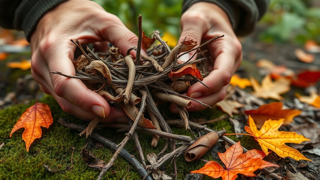 gathering natural fire starters