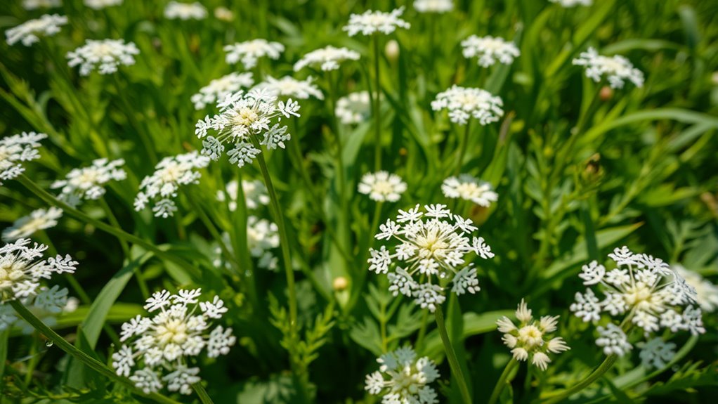 gathering wild carrot blossoms