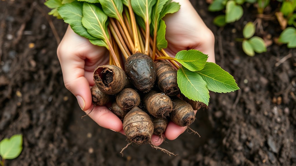 harvest roots at optimal maturity