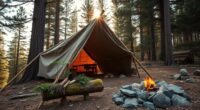 set up wilderness foraging camp