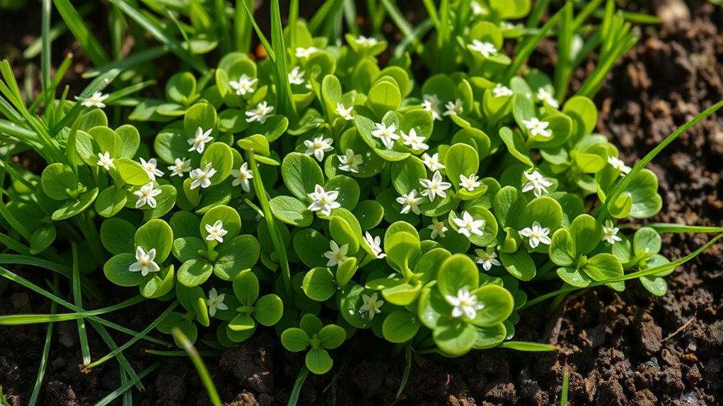 spring green chickweed foraging