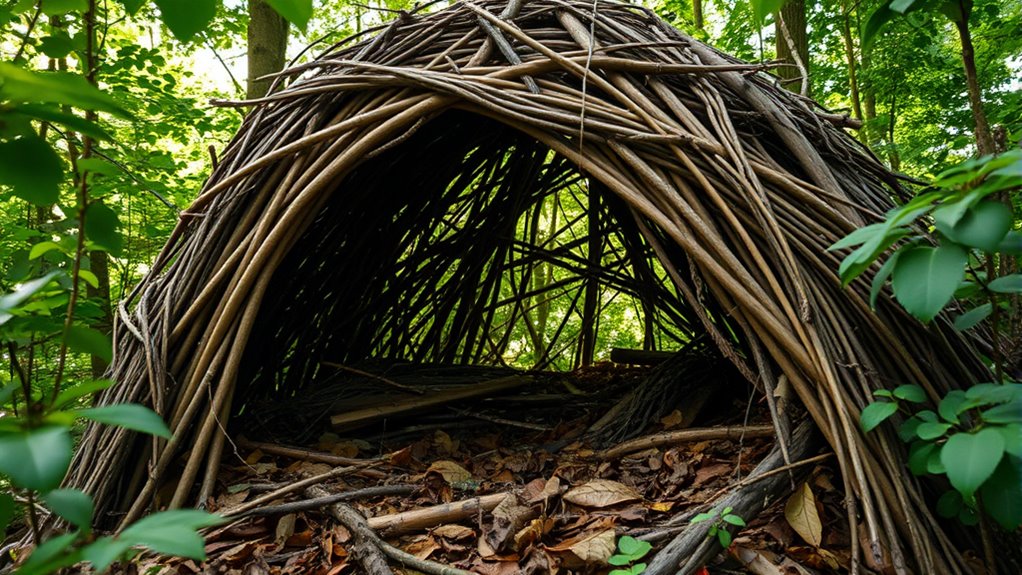 construct leaf litter debris hut