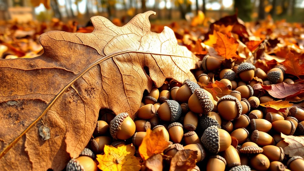 foraging acorns and oak seeds