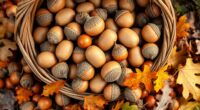 harvesting oak acorns for flour