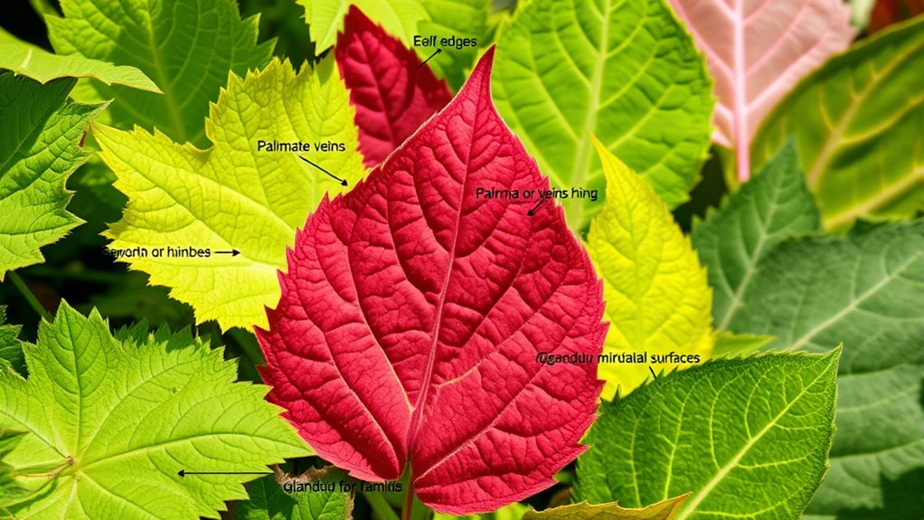 leaf arrangements and flower structures