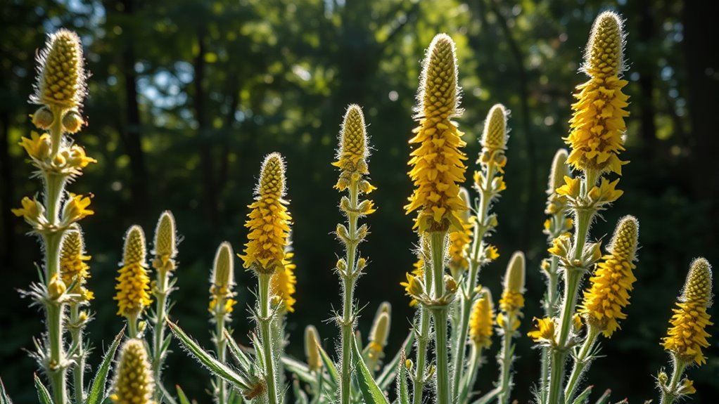 mullein s tall fuzzy stalks