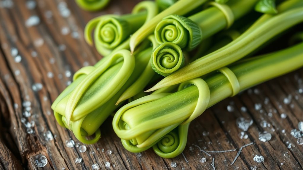 select healthy fresh fiddleheads