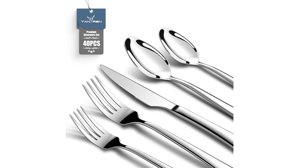 40 piece stainless silverware