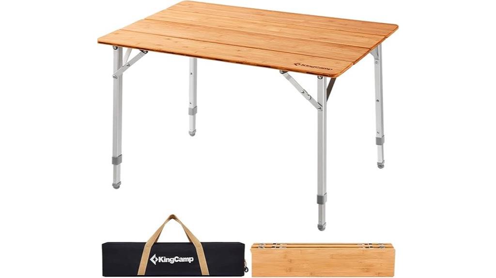 adjustable folding camping table