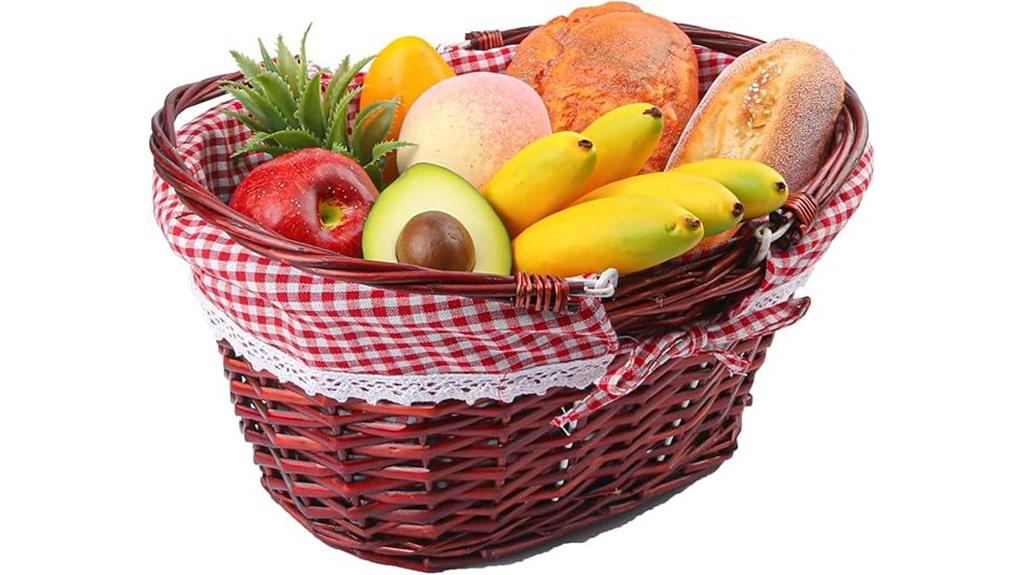 brown wicker basket with lining