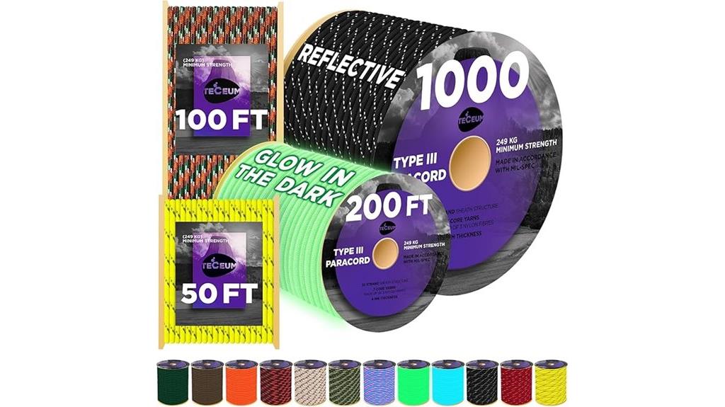 colorful versatile paracord rope