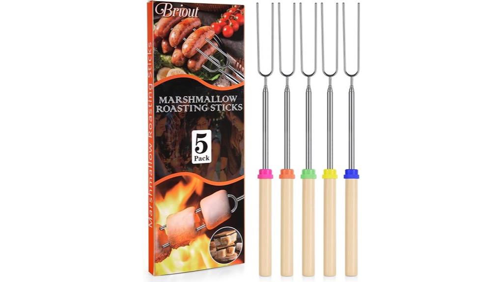 five marshmallow roasting sticks