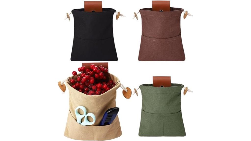 four canvas mushroom pouches