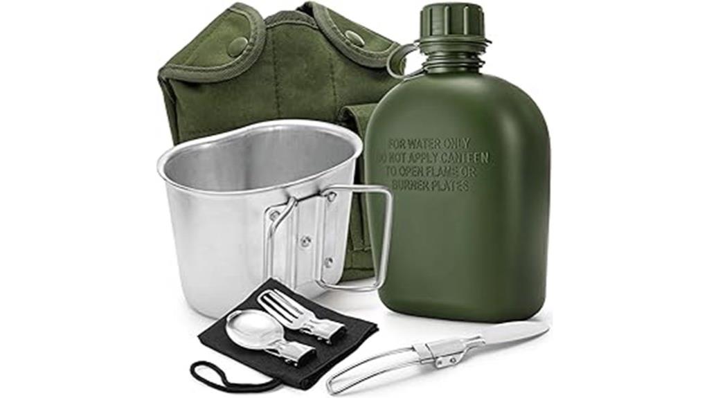 military canteen with utensils