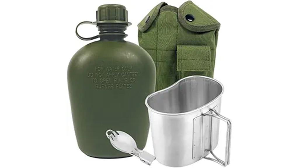 military canteen with utensils