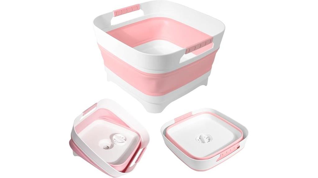 pink collapsible wash basin