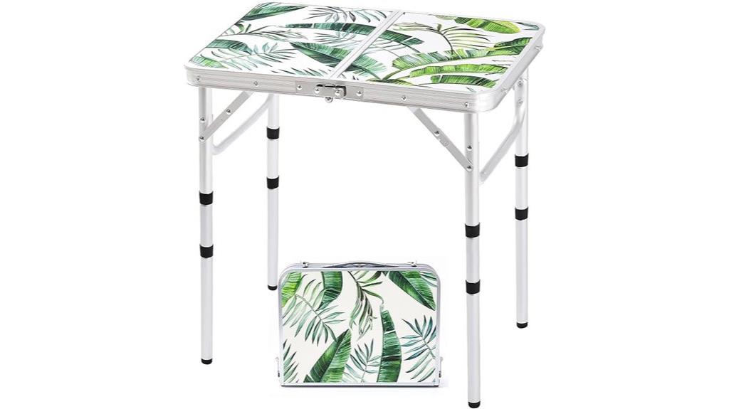 portable adjustable folding table
