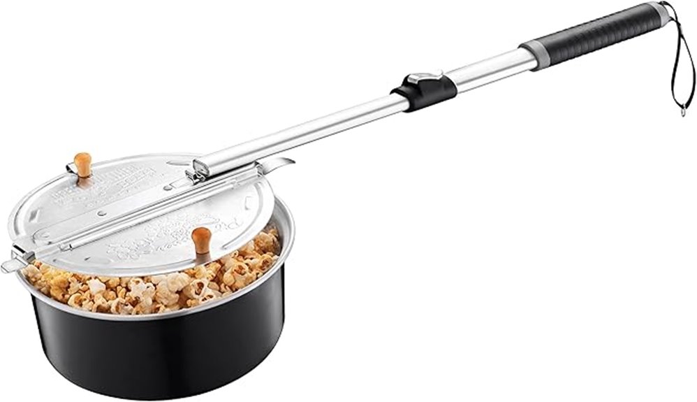 portable telescoping handle popcorn popper