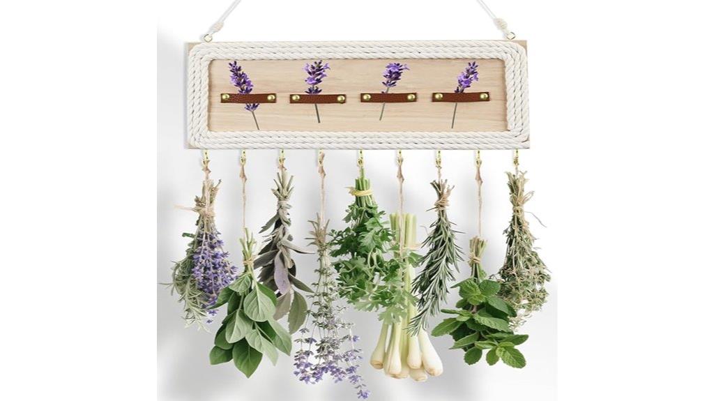 rustic hanging herb rack