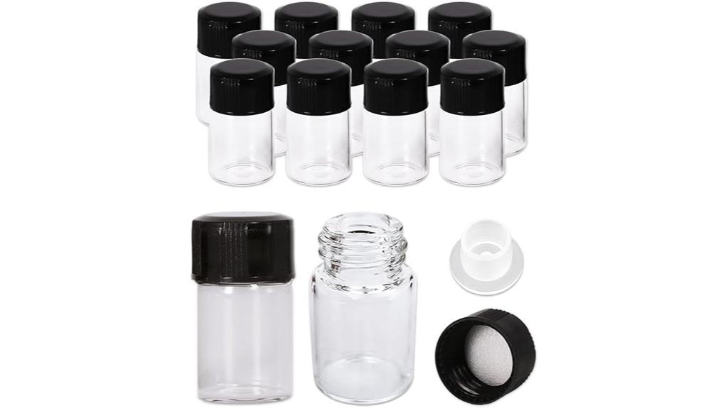 set of 12 glass vials