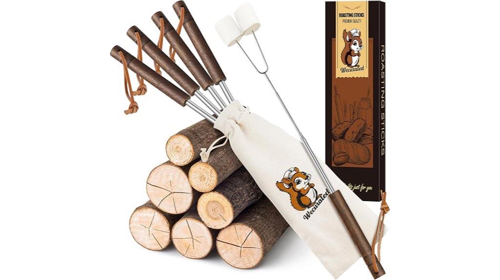 set of five roasting sticks