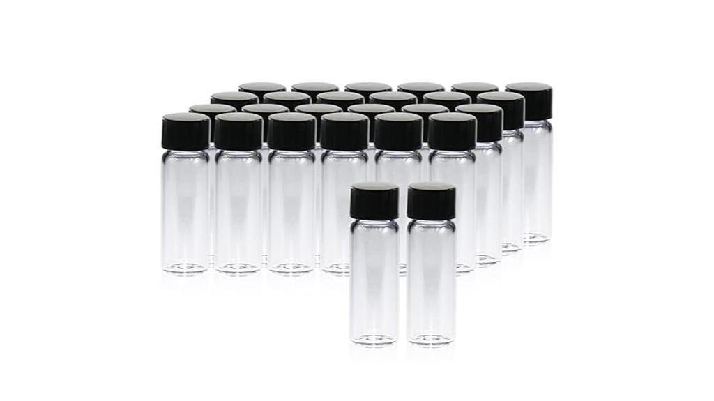 small clear glass vials