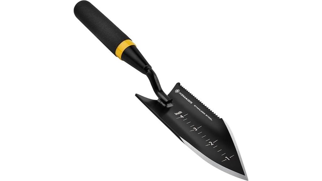 sturdy serrated gardening trowel