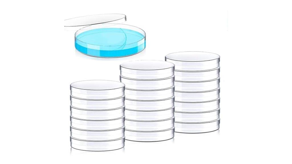 twenty sterile petri dishes