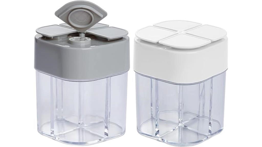 two sets of multi compartment shakers