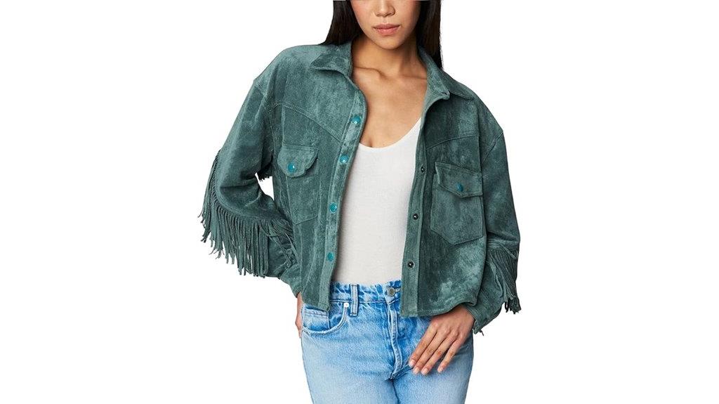 faux suede fringe jacket
