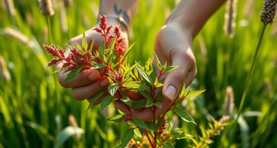 harvesting fireweed leaves carefully