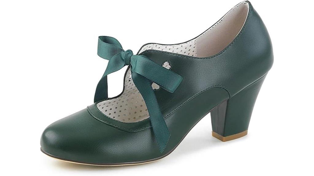 heart shaped block heel pumps