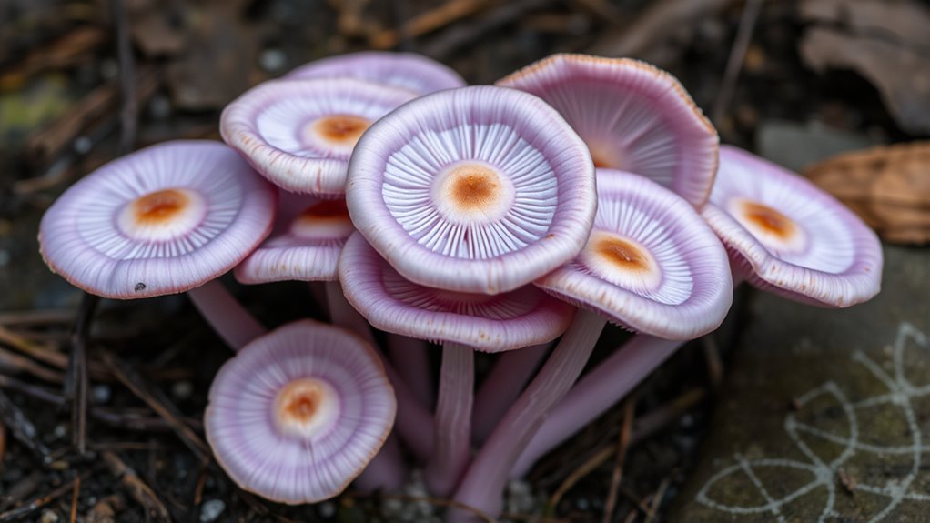 lilac blewits with spore prints