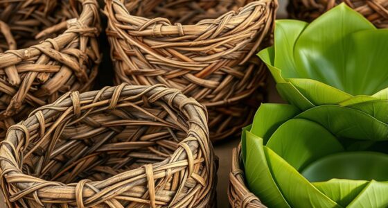 natural bark and leaf containers