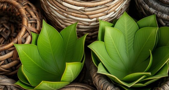 natural bark and leaf containers
