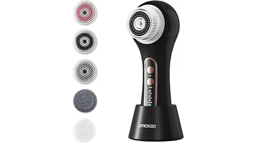 rechargeable facial brush with five heads