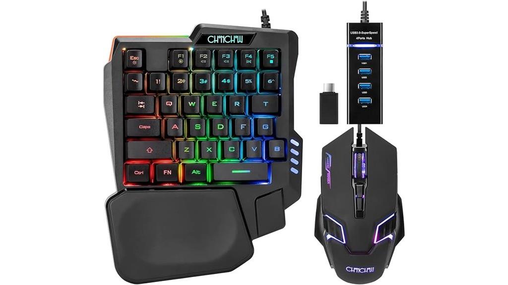 single handed rgb gaming combo
