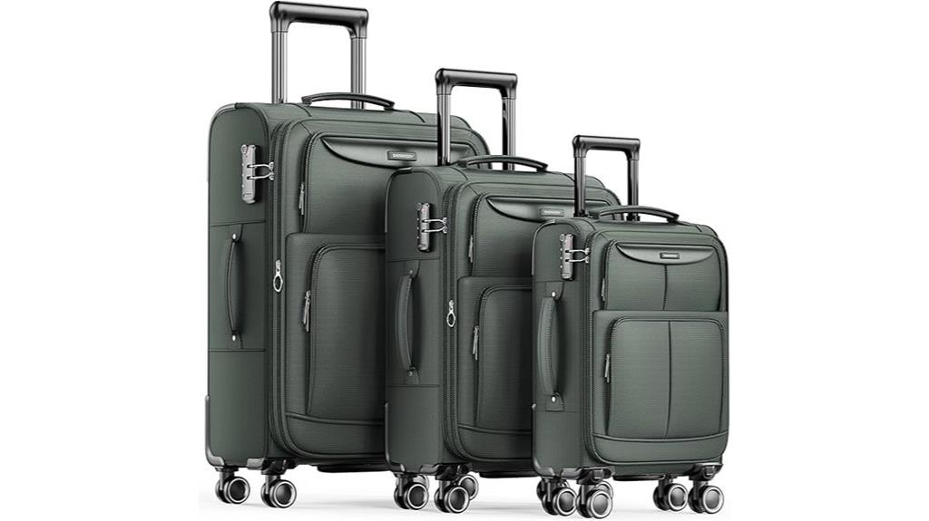 softside 3 piece luggage set