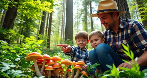 supervised child mushroom foraging
