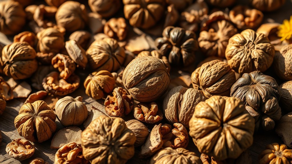 walnuts foraging and staining