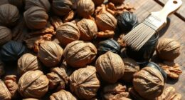 walnuts harvesting and staining