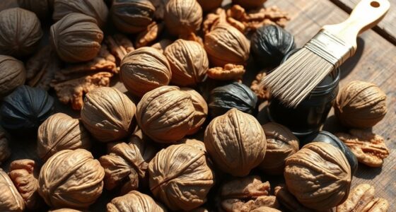 walnuts harvesting and staining