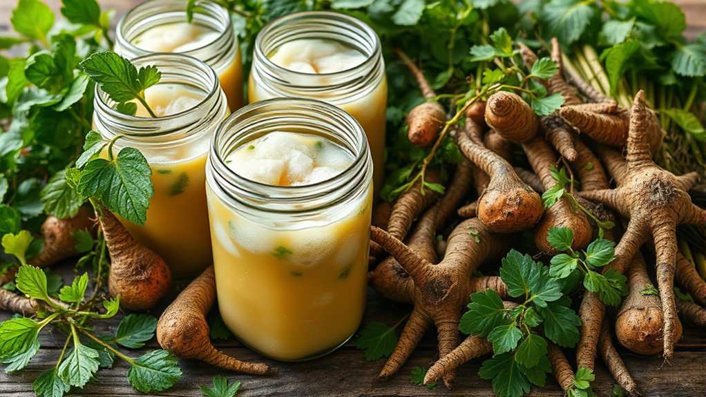 wild greens and roots fermentation