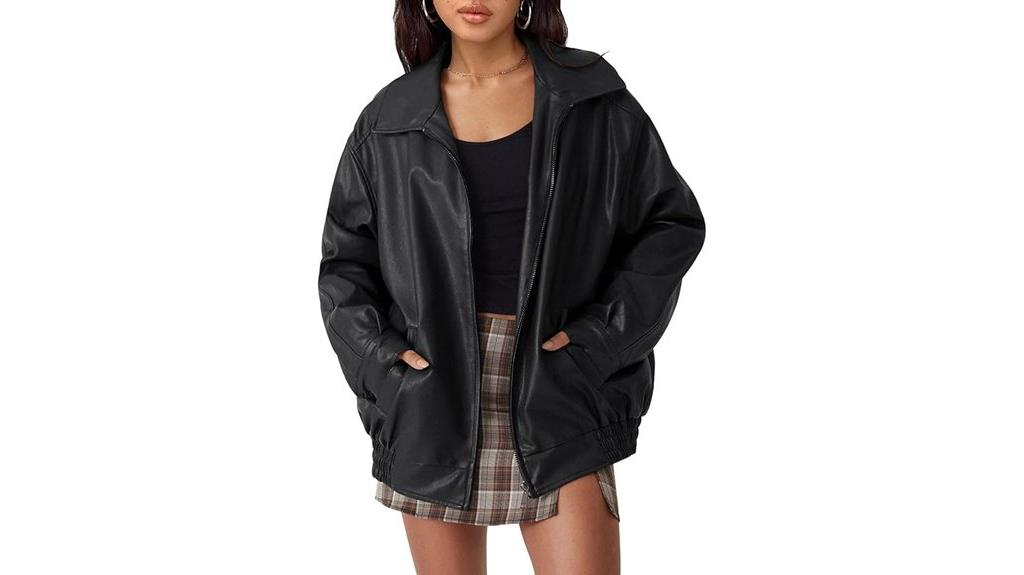 women s oversized leather jacket