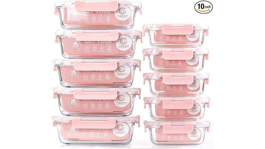 ten glass food storage sets