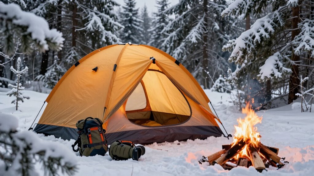 winter camping with warmth